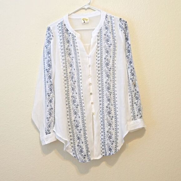 FIG AND FLOWER GAUZY BLOUSE SIZE M (MISSING) - Picture 1 of 8